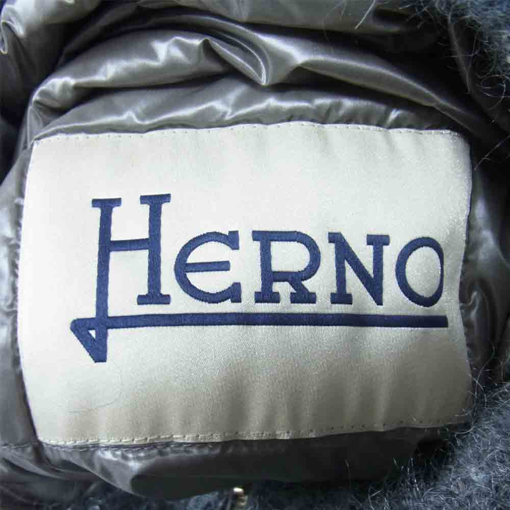 Herno ヘルノ 国内正規品 イタリア製 PRODUZ LAVJAP シルク混モヘア ニット ショートスリーブ ダウンジャケット グレー系 40【中古】