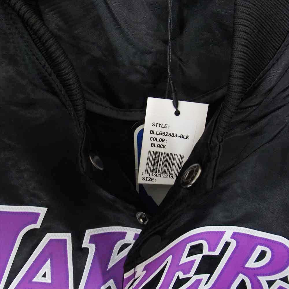 エヌビーエー Los Angeles Lakers Big Logo World Series Satin Jacket ロサンゼルス レイカーズ ビッグロゴ ワールドシリーズ サテン ブルゾン ジャケット ブラック系 パープル系 L【新古品】【未使用】【中古】