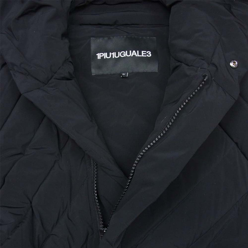 1piu1uguale3 ウノピュウノウグァーレトレ MRC114 NYU026 ZIGZAG WRAP HOOD ジグザグ ラップ フード ダウン コート ジャケット ブラック系 Ⅳ【美品】【中古】