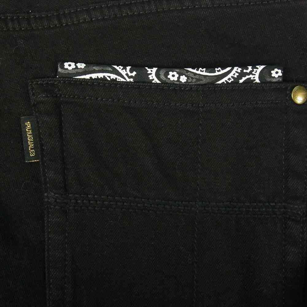1piu1uguale3 ウノピュウノウグァーレトレ MRP397 CTU199 9 TAPERED テーパード ブラック デニム パンツ ブラック系 3【美品】【中古】