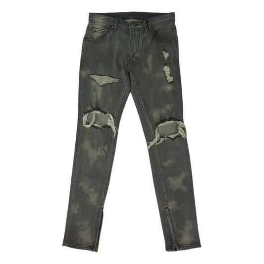 1piu1uguale3 ウノピュウノウグァーレトレ MRP370 CTU181 9 TAPERED 7.5 ZIP TAPERED ヘビークラッシュ 加工 デニム パンツ グレー系 3【美品】【中古】