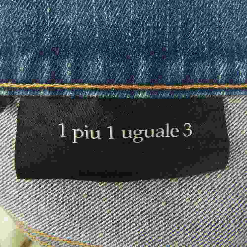 1piu1uguale3 ウノピュウノウグァーレトレ MRP367 CTU181 9 TAPERED BANDANA テーパード クラッシュ ダメージ リペア加工 バンダナ テーパード デニム パンツ インディゴブルー系 4【美品】【中古】