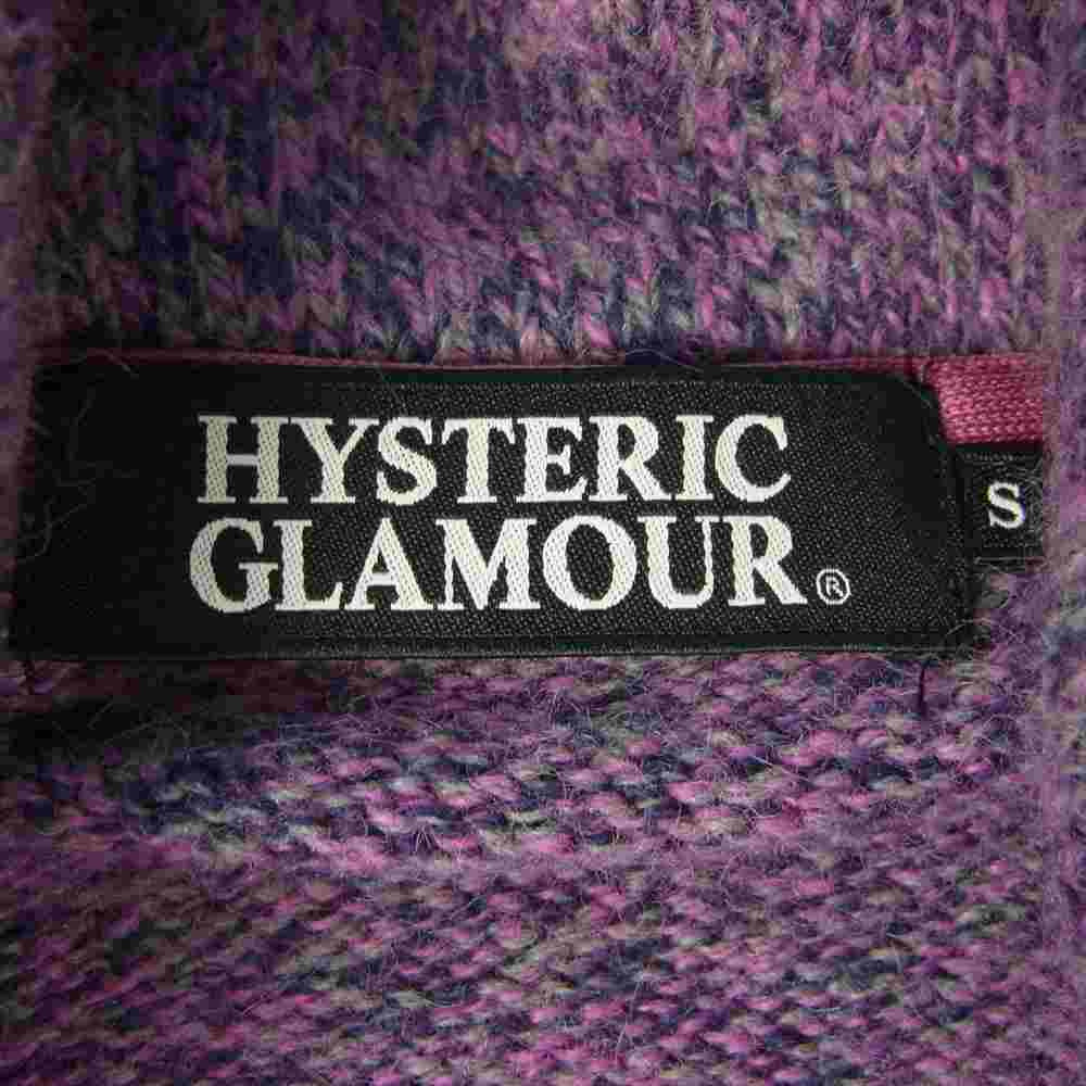 HYSTERIC GLAMOUR ヒステリックグラマー 0243CD02 BLACK CAT 刺繍 ショールカラー ニット カーディガン パープル系 S【中古】