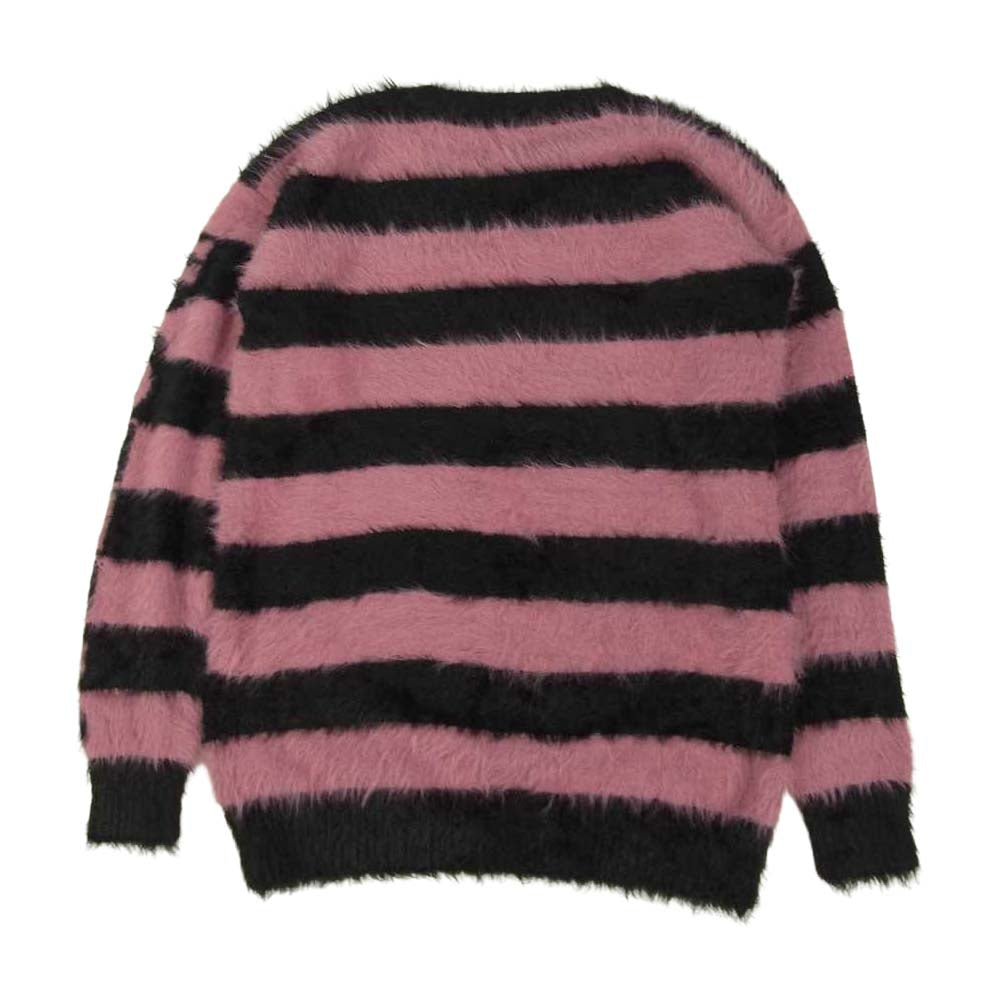 HYSTERIC GLAMOUR ヒステリックグラマー 01183NS12 スヌード付 フェザー ボーダー プルオーバー ニット セーター ブラック系 ピンク系 F【中古】