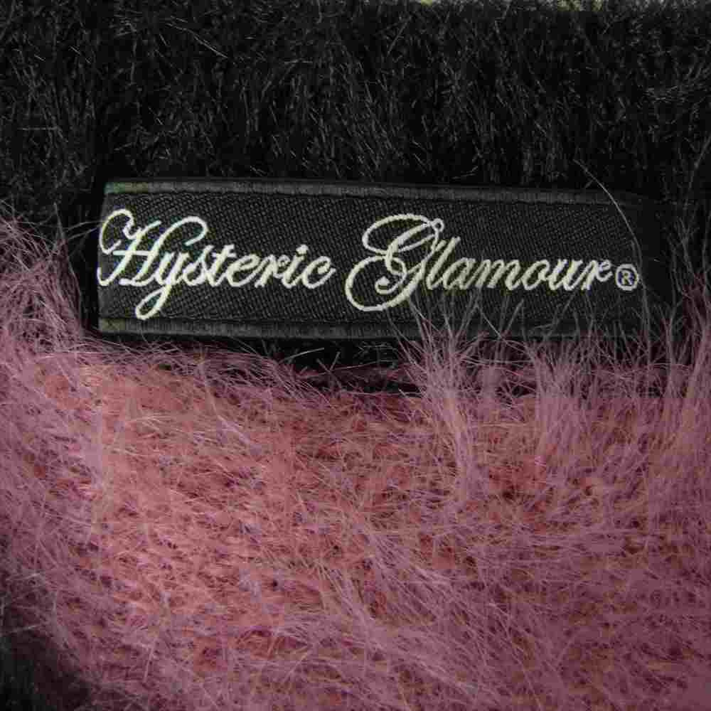 HYSTERIC GLAMOUR ヒステリックグラマー 01183NS12 スヌード付 フェザー ボーダー プルオーバー ニット セーター ブラック系 ピンク系 F【中古】