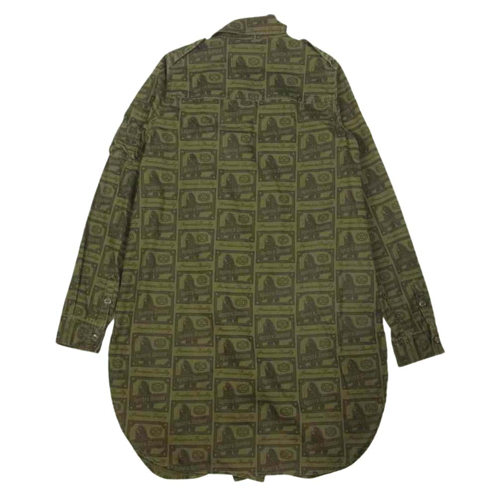 HYSTERIC GLAMOUR ヒステリックグラマー 0132AO03 総柄 ミリタリー ロング シャツ カーキ系 F【中古】