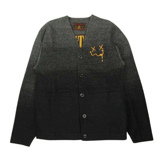 HYSTERIC GLAMOUR ヒステリックグラマー 02173CD01 17AW フェイス刺繍 グラデーション カーディガン グレー系 S【中古】