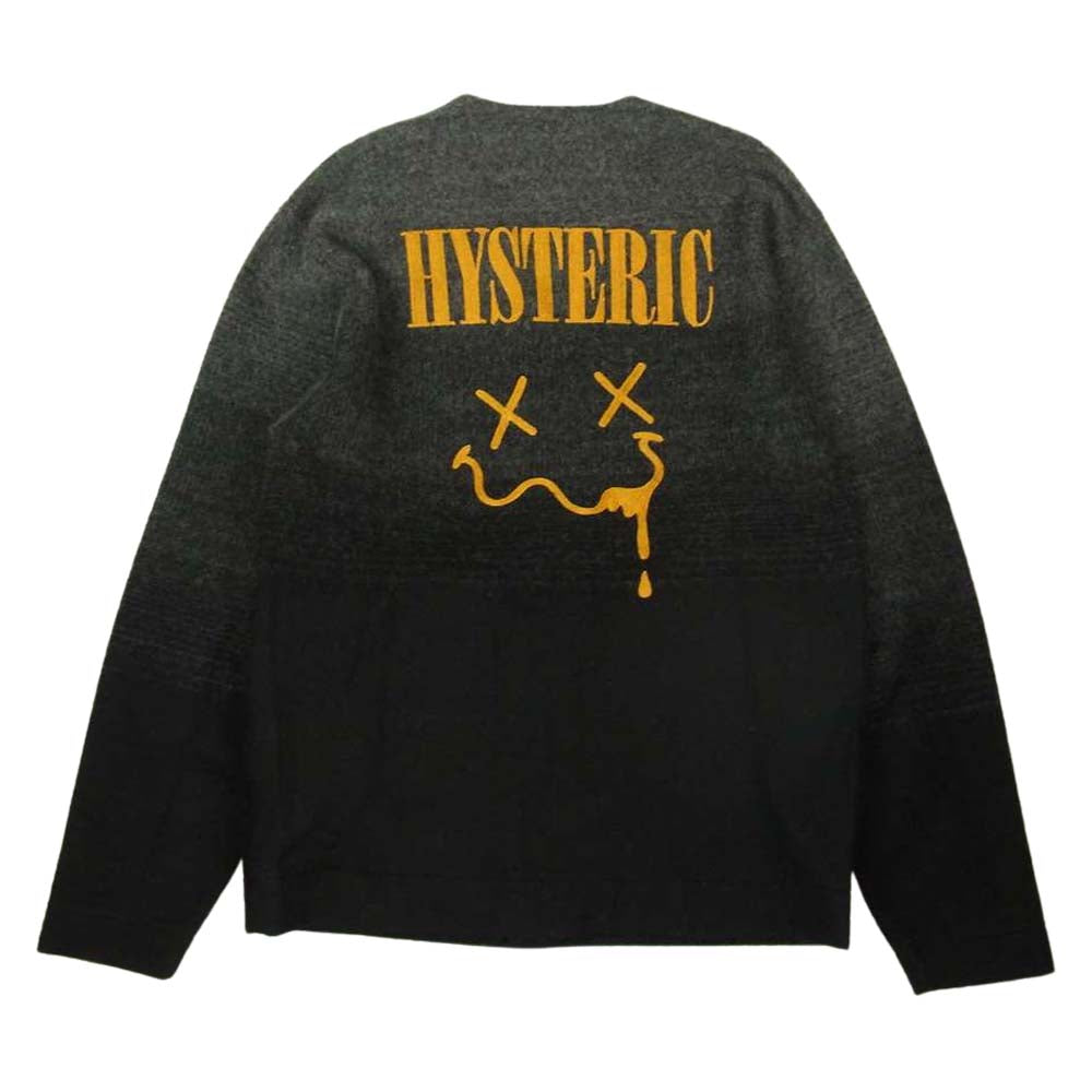 HYSTERIC GLAMOUR ヒステリックグラマー 02173CD01 17AW フェイス刺繍 グラデーション カーディガン グレー系 S【中古】