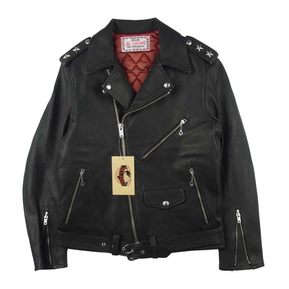 JELADO ジェラード SG33432 Rebel Jacket Sheepskin レベル シープスキン スタースタッズ ダブル ライダース ジャケット ブラック系 M【美品】【中古】
