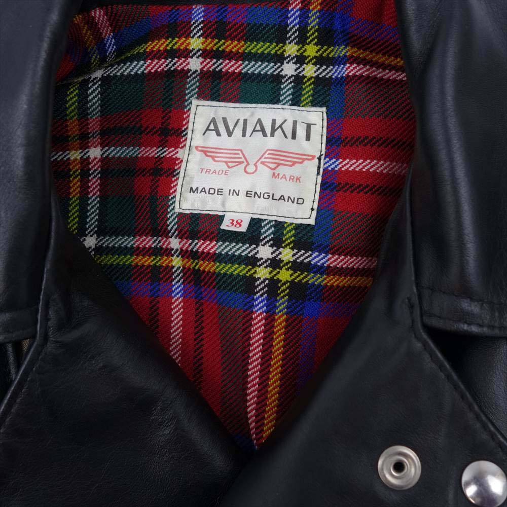 Lewis Leathers ルイスレザー CYCLONE サイクロン ホースハイド ベージュ ジッパーテープ チェック裏地 ライダース ジャケット ブラック系 38【中古】