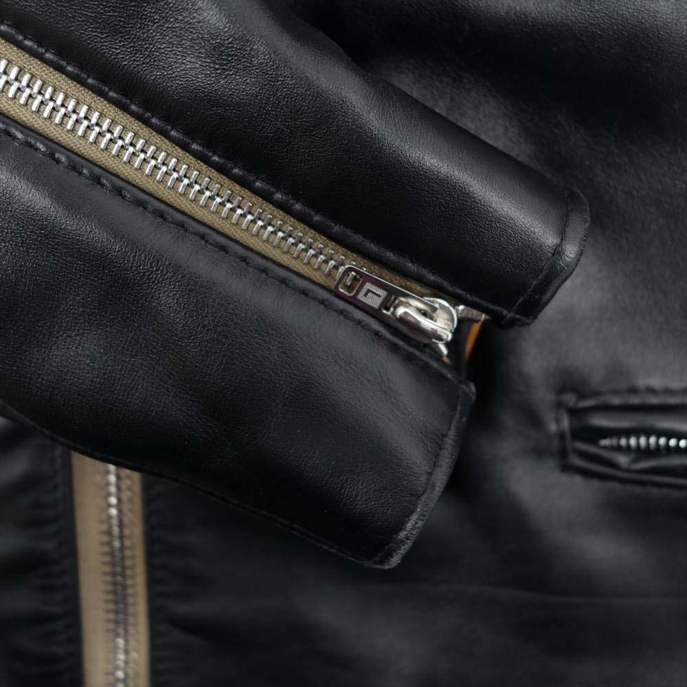 Lewis Leathers ルイスレザー CYCLONE サイクロン ホースハイド ベージュ ジッパーテープ チェック裏地 ライダース ジャケット ブラック系 38【中古】