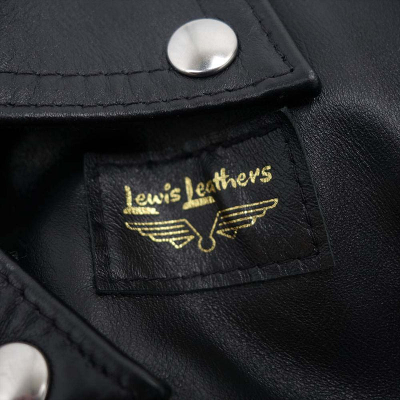 Lewis Leathers ルイスレザー CYCLONE サイクロン ホースハイド ベージュ ジッパーテープ チェック裏地 ライダース ジャケット ブラック系 38【中古】