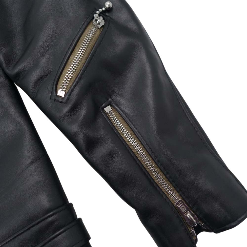 Lewis Leathers ルイスレザー CYCLONE サイクロン ホースハイド ベージュ ジッパーテープ チェック裏地 ライダース ジャケット ブラック系 38【中古】