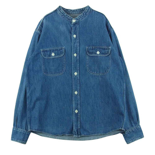 TENDERLOIN テンダーロイン T-DENIM STAND SHT ウォッシュ加工 スタンドカラー 長袖 デニム シャツ インディゴブルー系 S【中古】