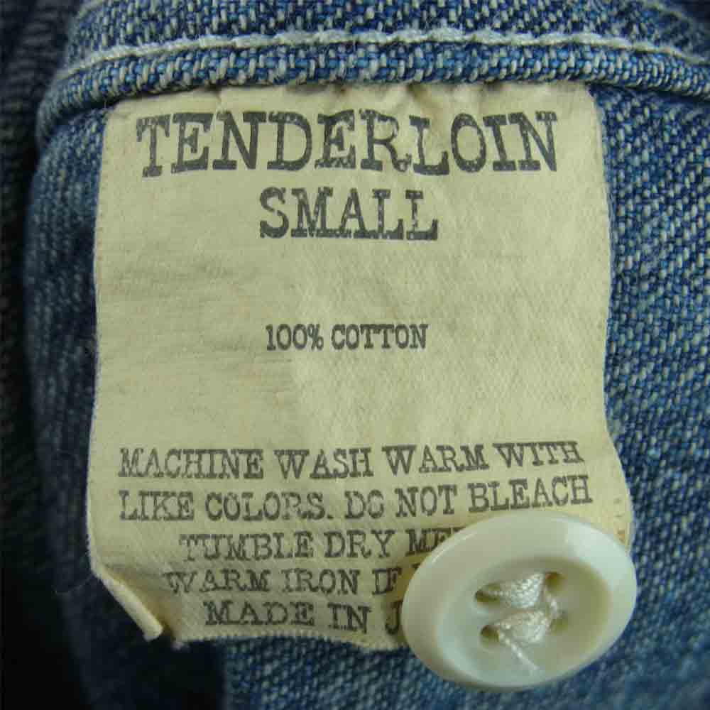 TENDERLOIN テンダーロイン T-DENIM STAND SHT ウォッシュ加工 スタンドカラー 長袖 デニム シャツ インディゴブルー系 S【中古】