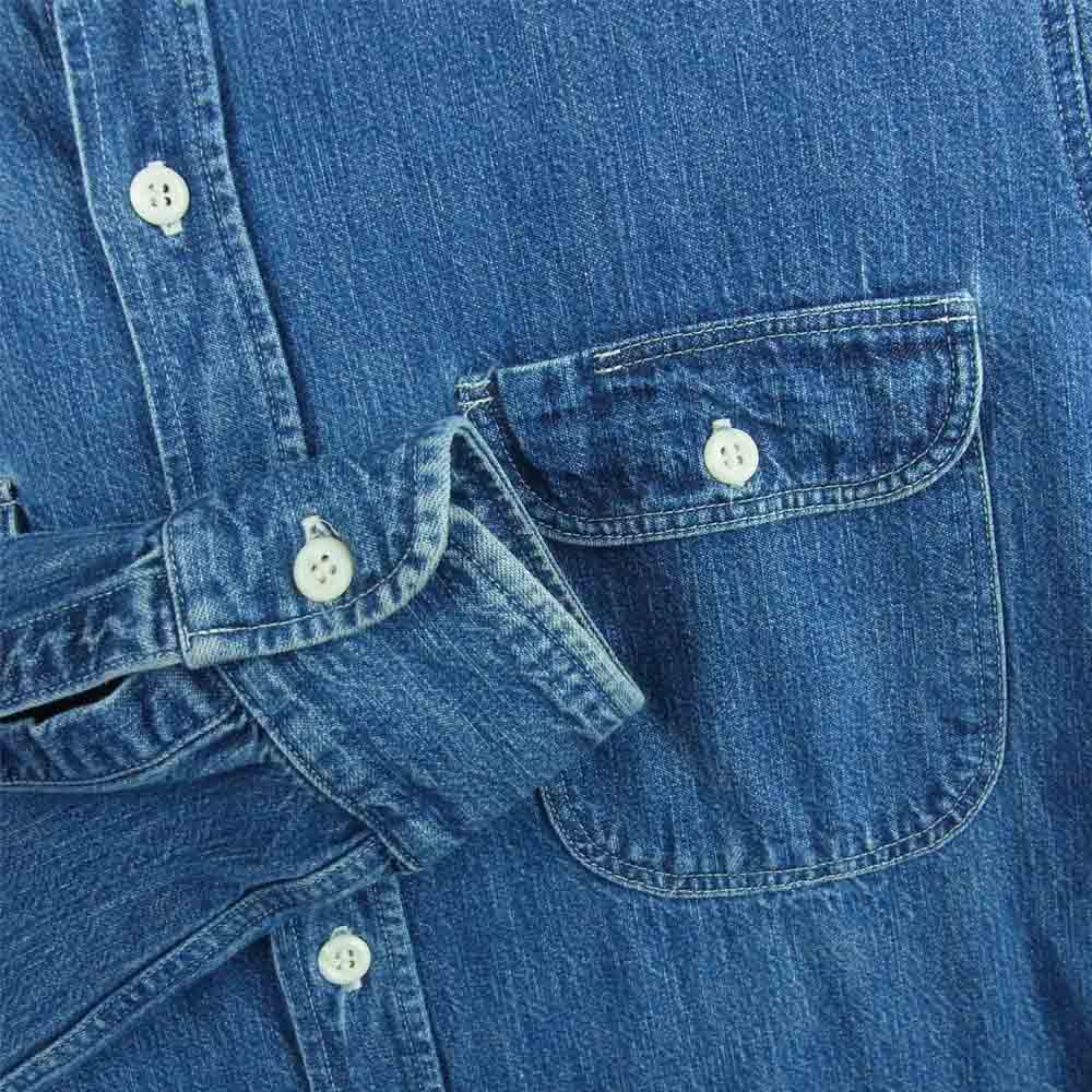 TENDERLOIN テンダーロイン T-DENIM STAND SHT ウォッシュ加工 スタンドカラー 長袖 デニム シャツ インディゴブルー系 S【中古】
