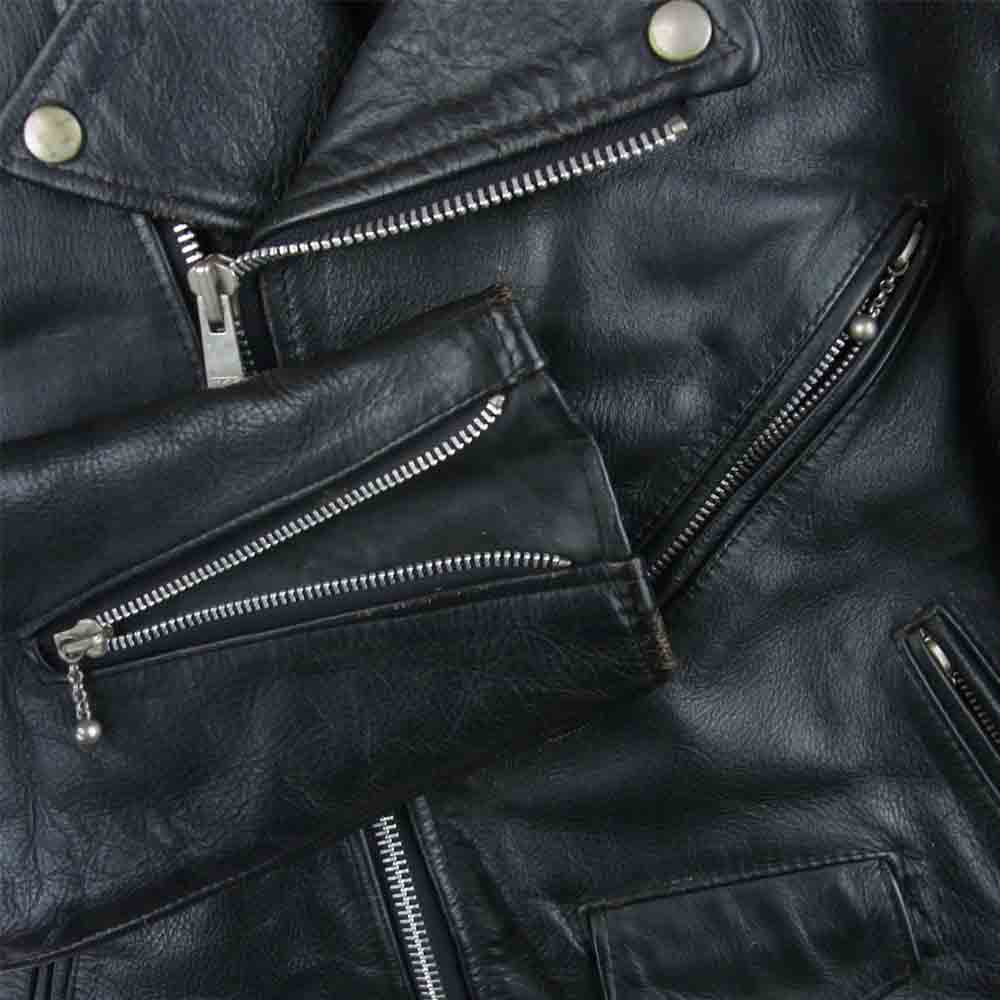 ブランド不明 ボールスライダー ジップ レザー ダブル ライダース ジャケット 英国製 ブラック系 38【中古】