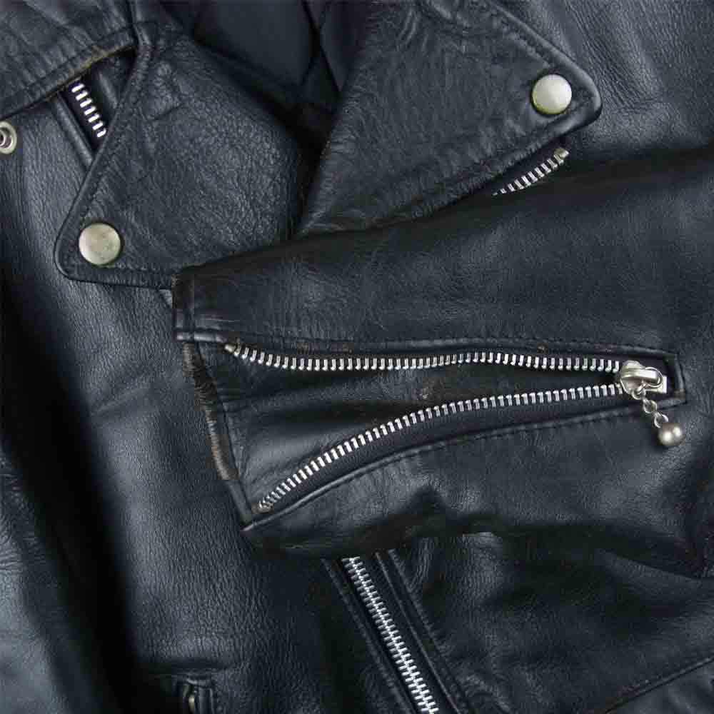 ブランド不明 ボールスライダー ジップ レザー ダブル ライダース ジャケット 英国製 ブラック系 38【中古】