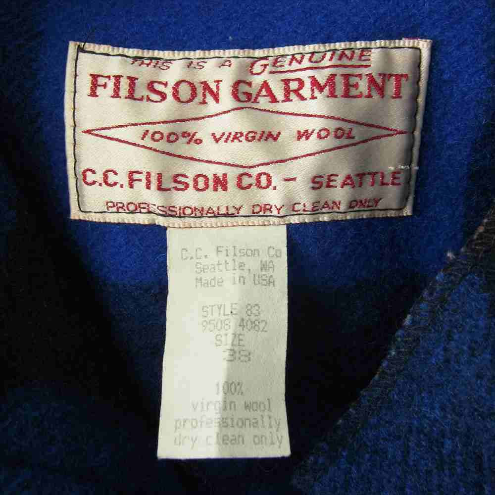 FILSON フィルソン USA製 Double Mackinaw Cruiser Jacket ダブル マッキーノ クルーザー ジャケット ブラック系 ブルー系 38【中古】