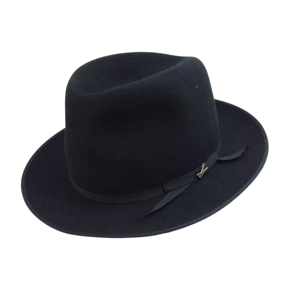 ステットソン USA製 Premier Stratoliner プレミアストラトライナー オープンクラウン ハット ブラック 59 ブラック系 7 3/8【中古】