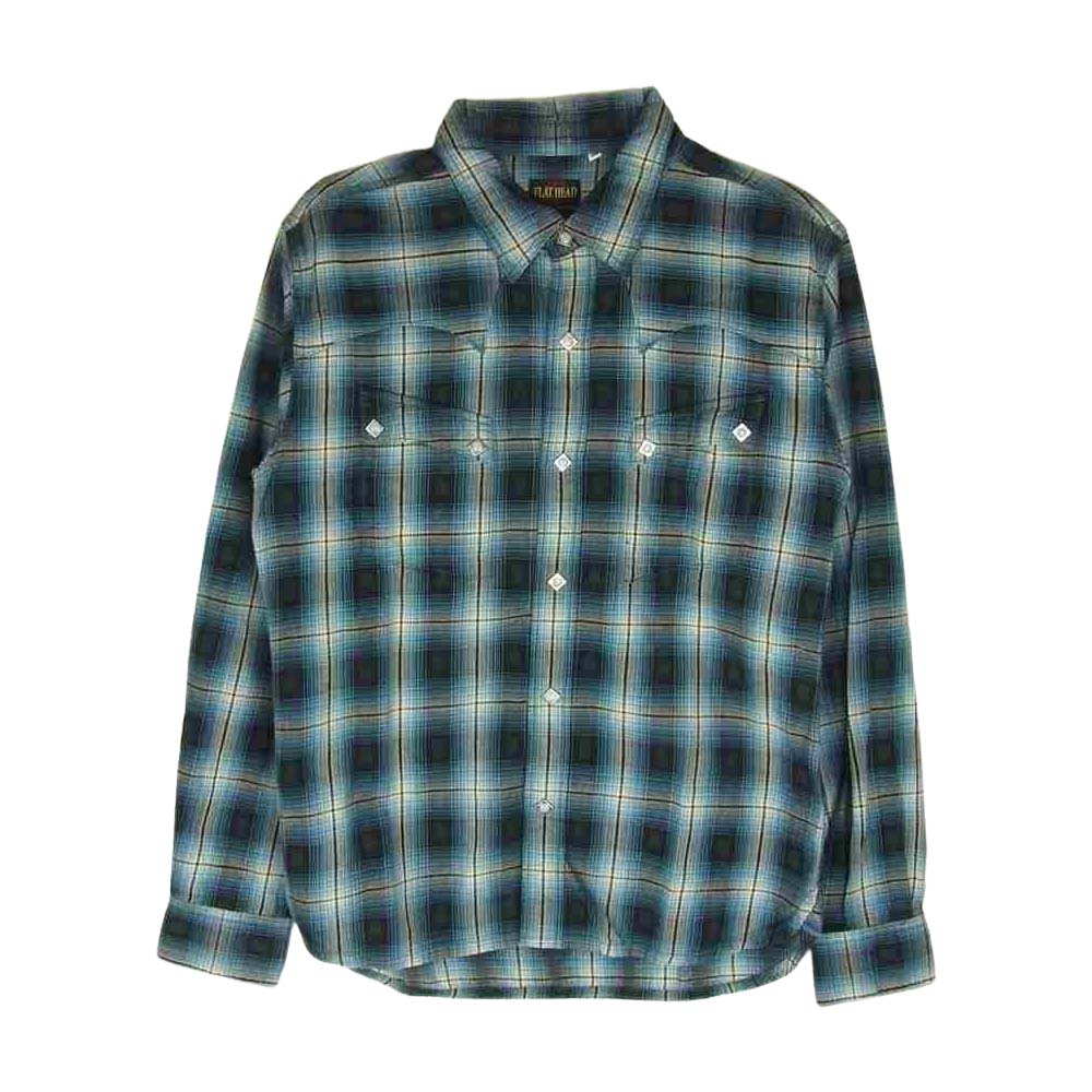 THE FLAT HEAD ザフラットヘッド ウエスタン チェック シャツ ブルー系 38【中古】