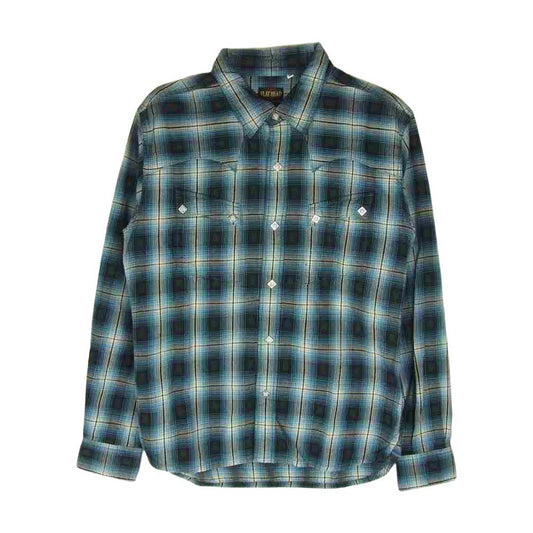 THE FLAT HEAD ザフラットヘッド ウエスタン チェック シャツ ブルー系 38【中古】