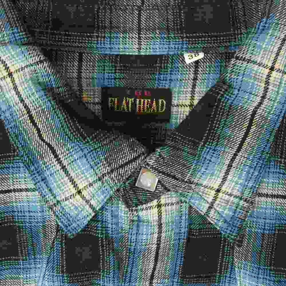 THE FLAT HEAD ザフラットヘッド ウエスタン チェック シャツ ブルー系 38【中古】