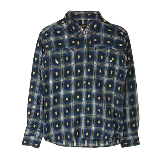 THE FLAT HEAD ザフラットヘッド ウエスタン ネイティブ チェック シャツ ネイビー系 38【中古】