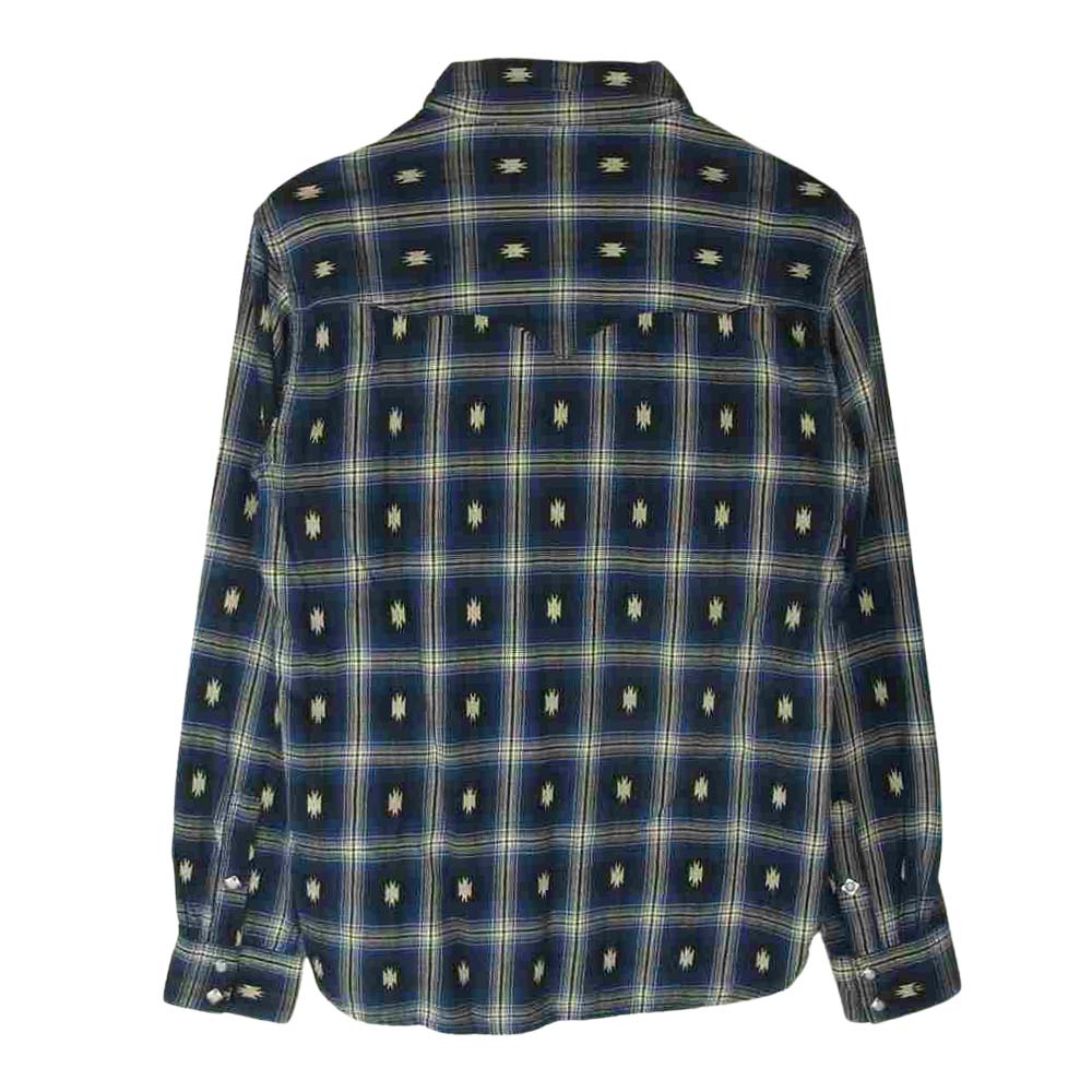 THE FLAT HEAD ザフラットヘッド ウエスタン ネイティブ チェック シャツ ネイビー系 38【中古】