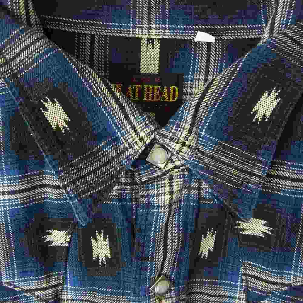 THE FLAT HEAD ザフラットヘッド ウエスタン ネイティブ チェック シャツ ネイビー系 38【中古】