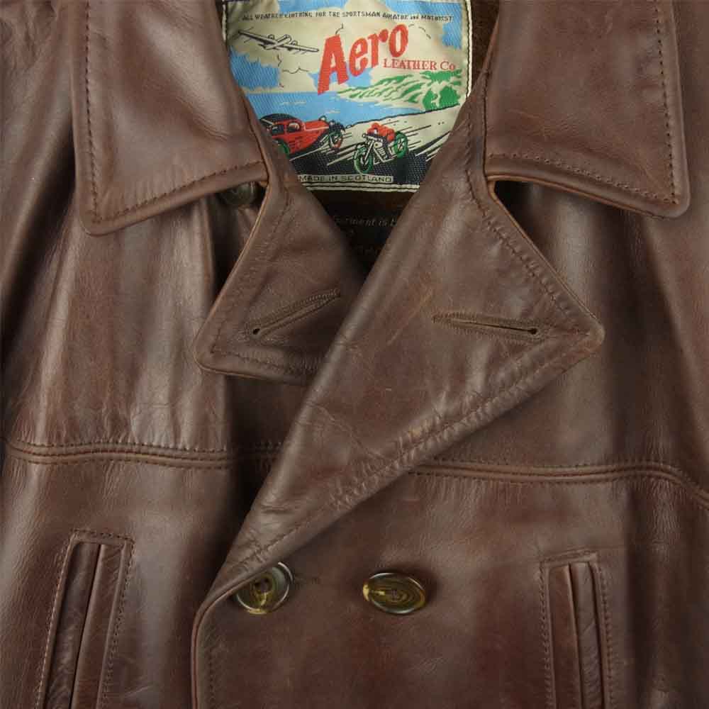 AERO LEATHER エアロレザー 90s BARN STORMER バーンストーマー ステアハイド レザー コート アルパカ ウール ライナー ジャケット ブラウン系 36【中古】