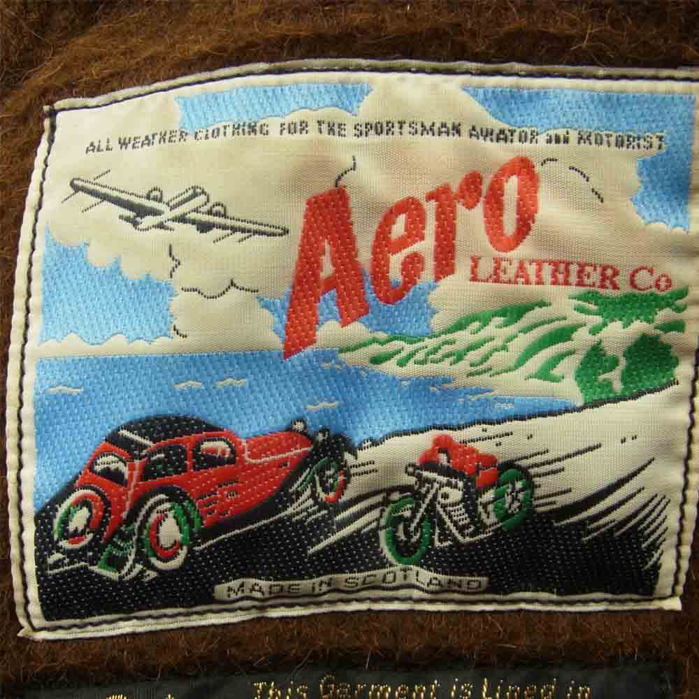 AERO LEATHER エアロレザー 90s BARN STORMER バーンストーマー ステアハイド レザー コート アルパカ ウール ライナー ジャケット ブラウン系 36【中古】