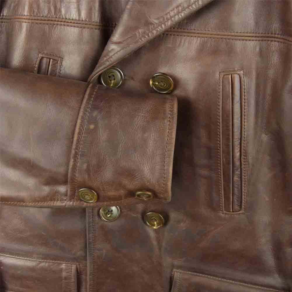 AERO LEATHER エアロレザー 90s BARN STORMER バーンストーマー ステアハイド レザー コート アルパカ ウール ライナー ジャケット ブラウン系 36【中古】