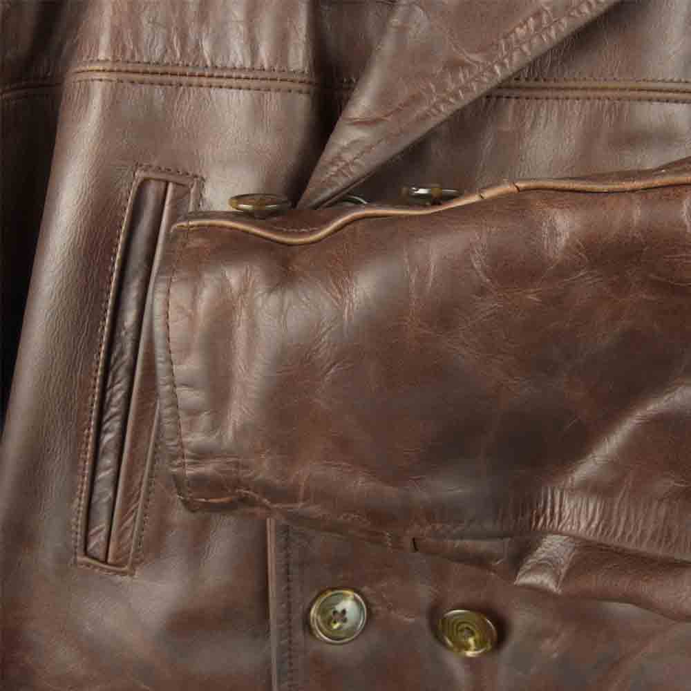 AERO LEATHER エアロレザー 90s BARN STORMER バーンストーマー ステアハイド レザー コート アルパカ ウール ライナー ジャケット ブラウン系 36【中古】