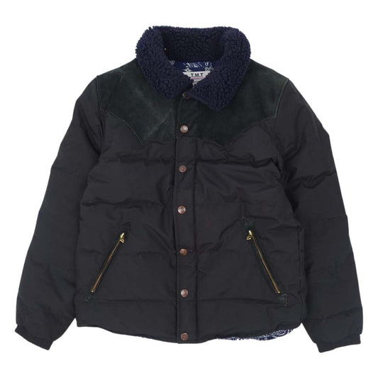 TMT ティーエムティー スエード × ナイロン コンビネーション ダウン ジャケット ブラック系 M【中古】