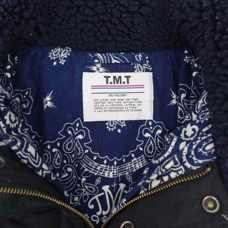 TMT ティーエムティー スエード × ナイロン コンビネーション ダウン ジャケット ブラック系 M【中古】