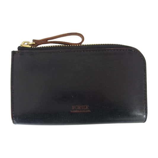 PORTER ポーター 187-01354 FILM KEY CASE ガラス加工 牛ショルダーレザー キーケース コインケース ブラック系【極上美品】【中古】