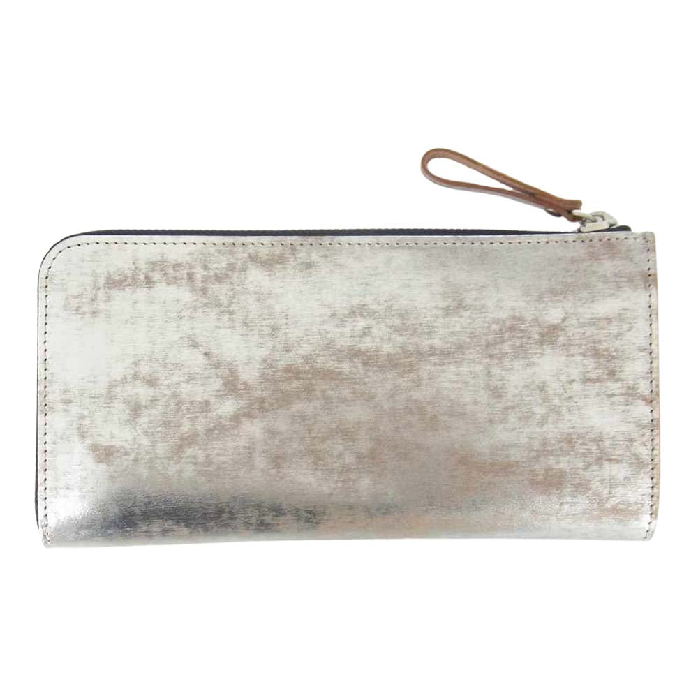 PORTER ポーター 195-01329 FOIL WALLET L字 ファスナー ジップ 箔加工 牛ショルダーレザー 長財布 シルバー系【極上美品】【中古】