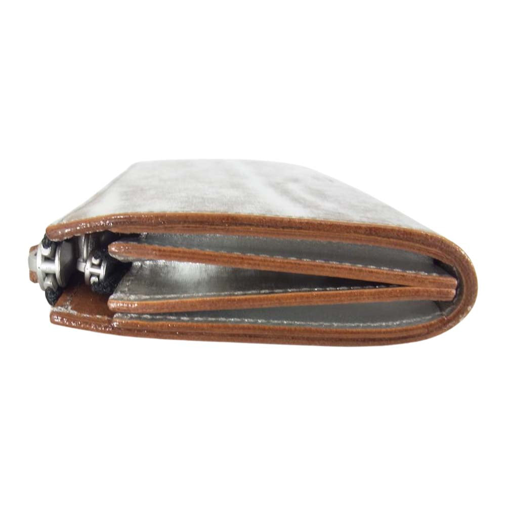 PORTER ポーター 195-01329 FOIL WALLET L字 ファスナー ジップ 箔加工 牛ショルダーレザー 長財布 シルバー系【極上美品】【中古】