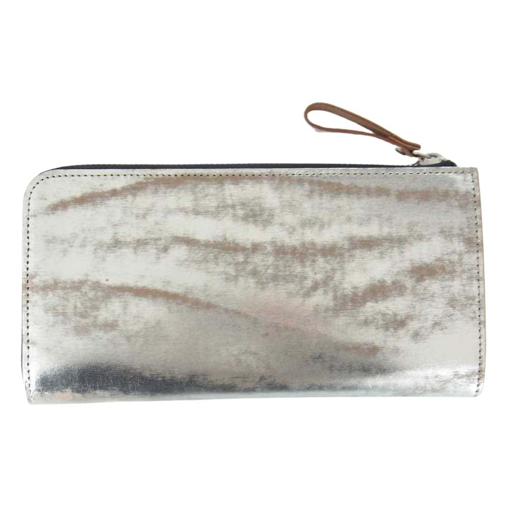 PORTER ポーター 195-01329 FOIL WALLET L字 ファスナー ジップ 箔加工 牛ショルダーレザー 長財布 シルバー系【極上美品】【中古】
