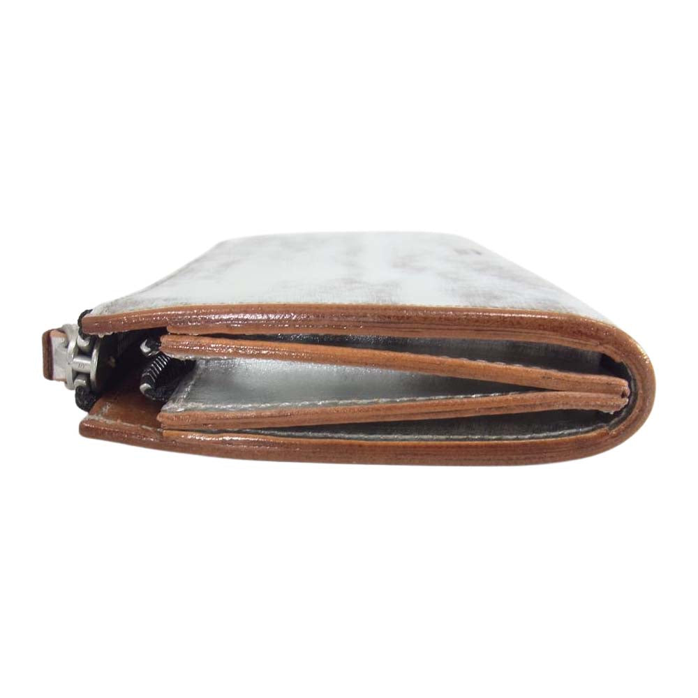 PORTER ポーター 195-01329 FOIL WALLET L字 ファスナー ジップ 箔加工 牛ショルダーレザー 長財布 シルバー系【極上美品】【中古】