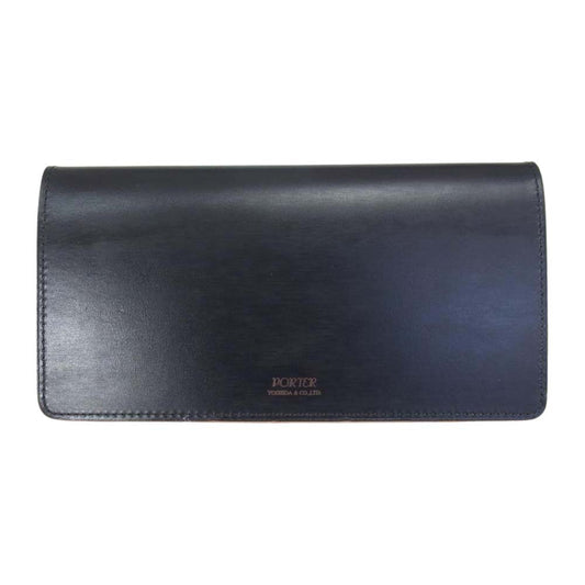 PORTER ポーター 187-01350 FILM WALLET ガラス加工 牛ショルダーレザー ロングウォレット 長財布 ブラック系【極上美品】【中古】