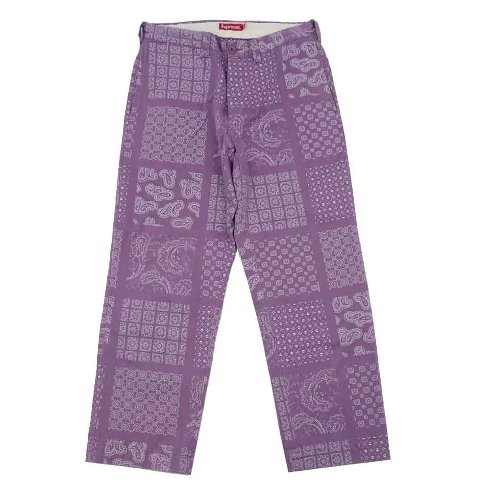Supreme シュプリーム 20SS Paisley Grid Chino Pant ペイズリー チノ パープル系 30【中古】