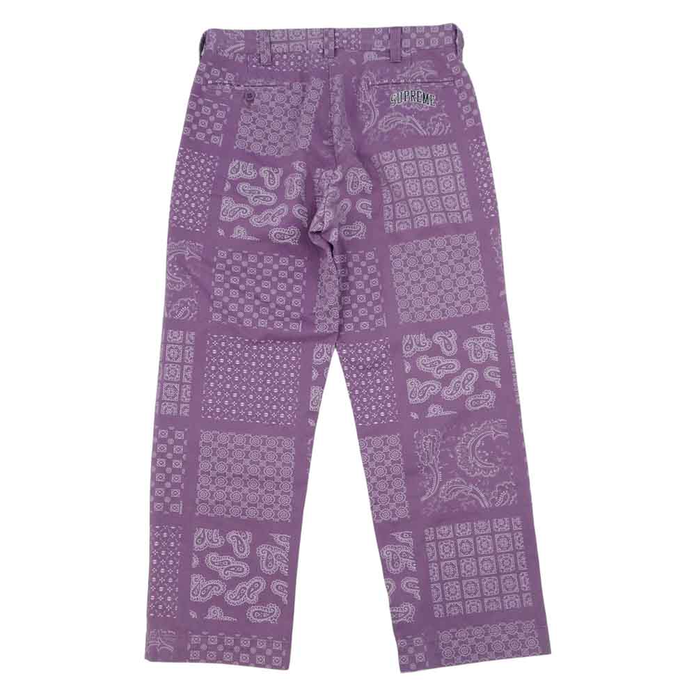 Supreme シュプリーム 20SS Paisley Grid Chino Pant ペイズリー チノ パープル系 30【中古】