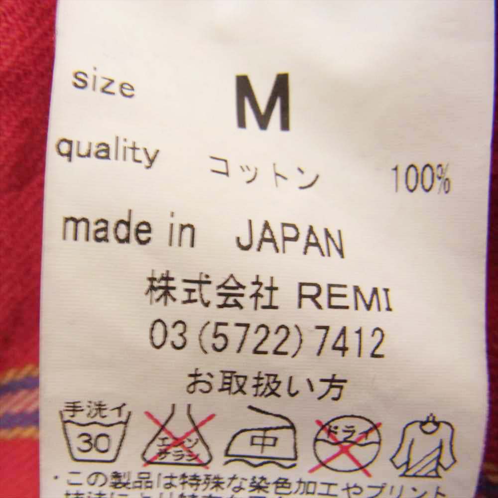 REMI RELIEF レミレリーフ フランネル チェック シャツ レッド系 M【中古】