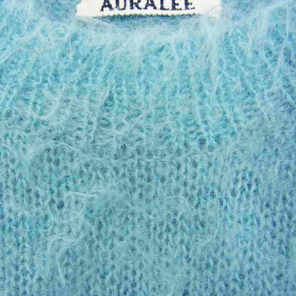 AURALEE オーラリー 21AW A21AP01KM BRUSHED SUPER KID MOHAIR KNIT P/O モヘア ニット ターコイズ ライトブルー系 3【美品】【中古】
