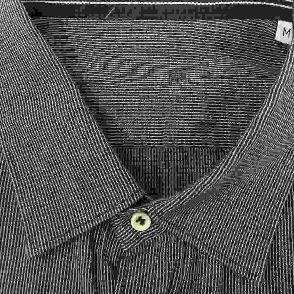STONE ISLAND ストーンアイランド ロゴ刺繍 レギュラーカラー 長袖 シャツ ネイビー系 M【中古】