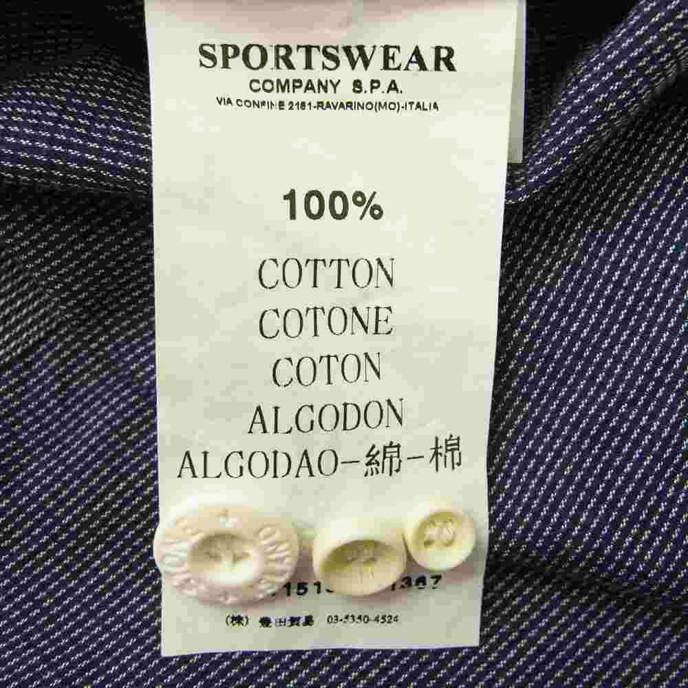 STONE ISLAND ストーンアイランド ロゴ刺繍 レギュラーカラー 長袖 シャツ ネイビー系 M【中古】