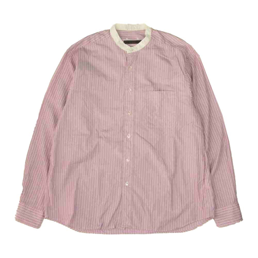 SOPHNET. ソフネット 20SS SOPH-200019 STANDARD BIG BAND COLLAR SHIRT ストライプ バンドカラー シャツ ピンク系 M【中古】