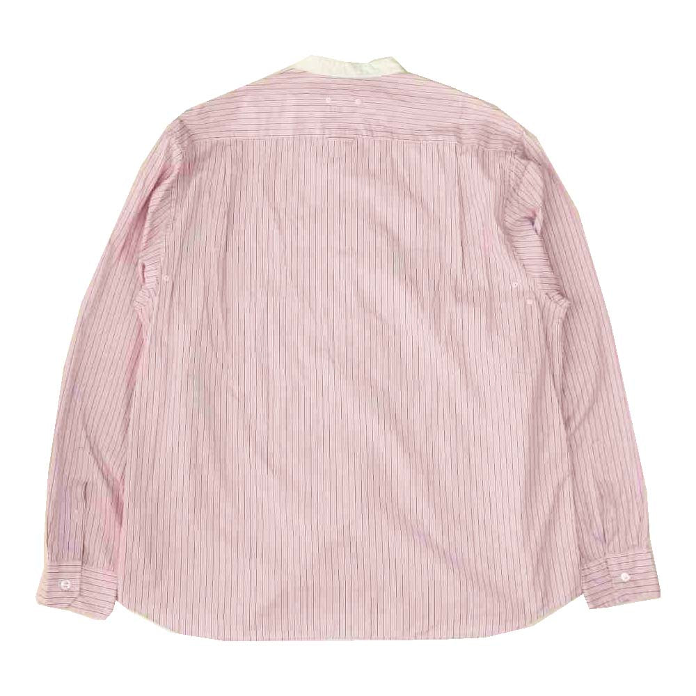 SOPHNET. ソフネット 20SS SOPH-200019 STANDARD BIG BAND COLLAR SHIRT ストライプ バンドカラー シャツ ピンク系 M【中古】